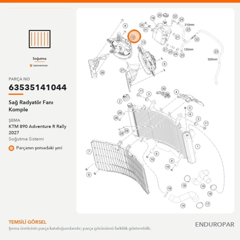 Sağ Radyatör Fanı Komple 63535141044 parça şeması