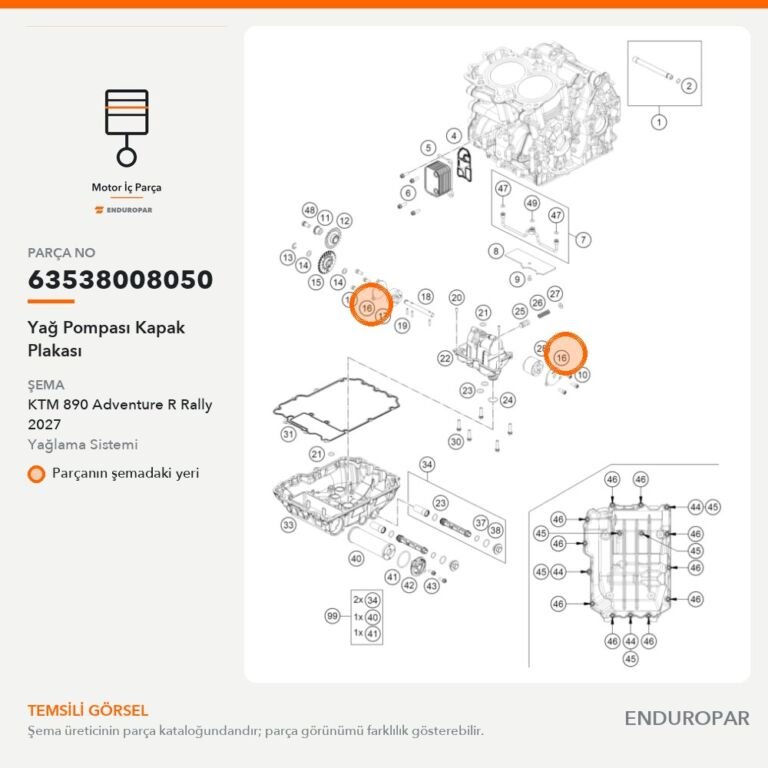 Yağ Pompası Kapak Plakası 63538008050 parça şeması