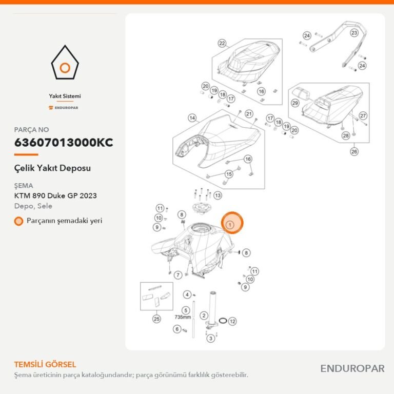 Çelik Yakıt Deposu 63607013000KC parça şeması
