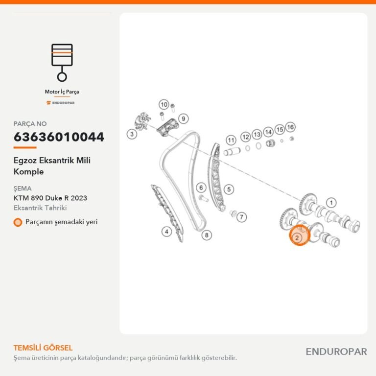 Egzoz Eksantrik Mili Komple 63636010044 parça şeması