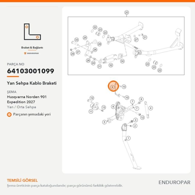 Yan Sehpa Kablo Braketi 64103001099 parça şeması