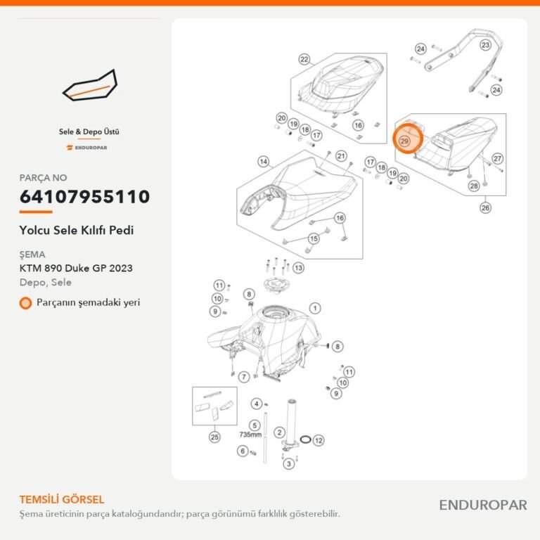 Yolcu Sele Kılıfı Pedi 64107955110 parça şeması