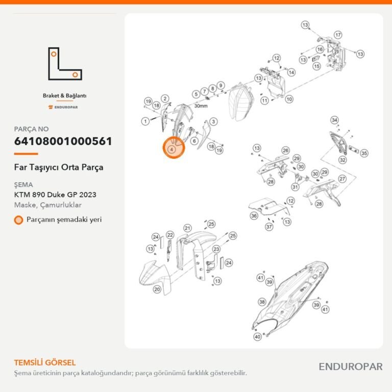 Far Taşıyıcı Orta Parça 64108001000561 parça şeması