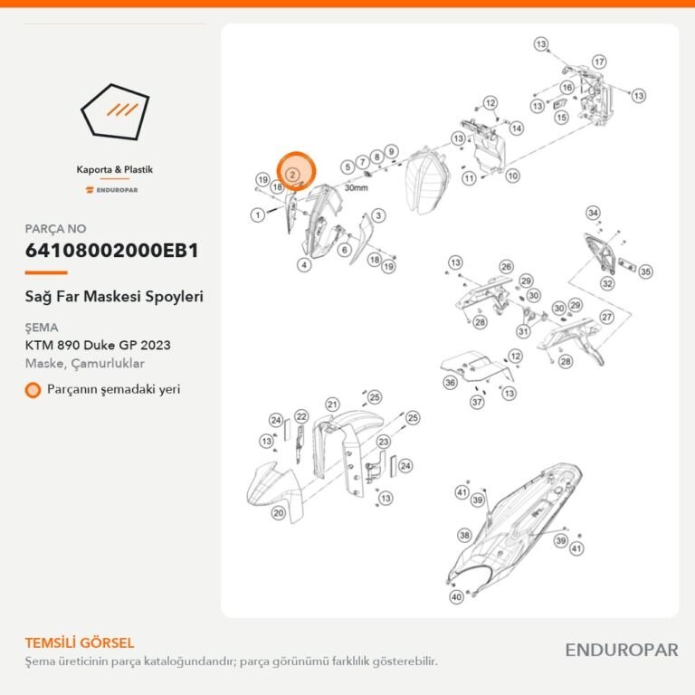 Sağ Far Maskesi Spoyleri 64108002000EB1 parça şeması