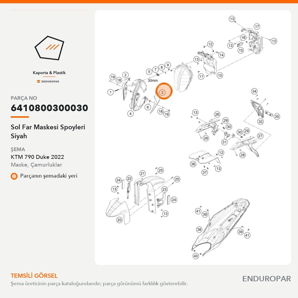 Sol Far Maskesi Spoyleri Siyah 6410800300030 parça şeması