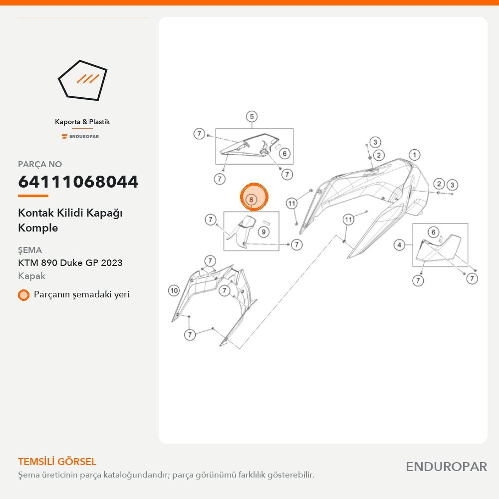 Kontak Kilidi Kapağı Komple 64111068044 parça şeması