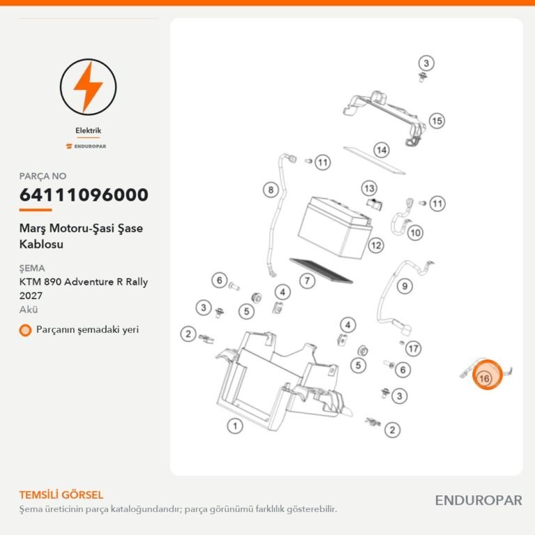 Marş Motoru-Şasi Şase Kablosu 64111096000 parça şeması