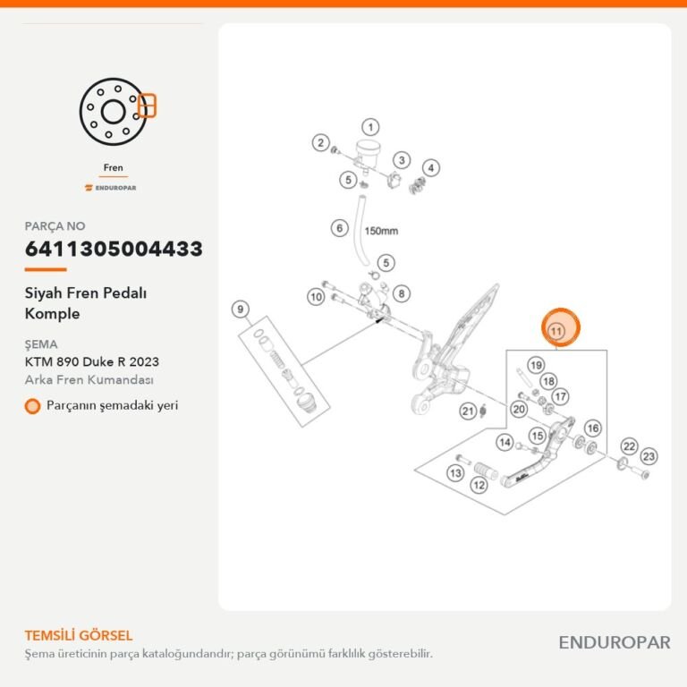 Siyah Fren Pedalı Komple 6411305004433 parça şeması