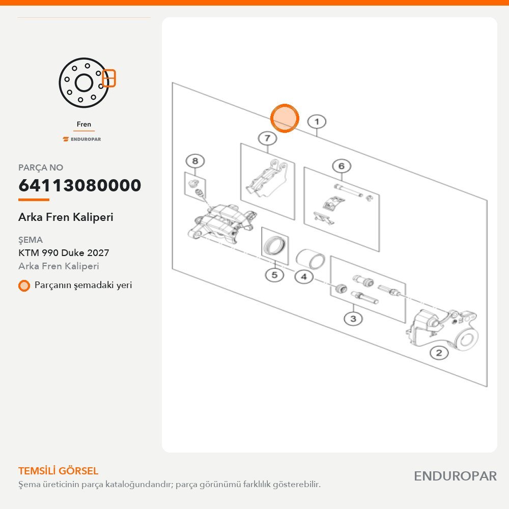 Arka Fren Kaliperi 64113080000 parça şeması