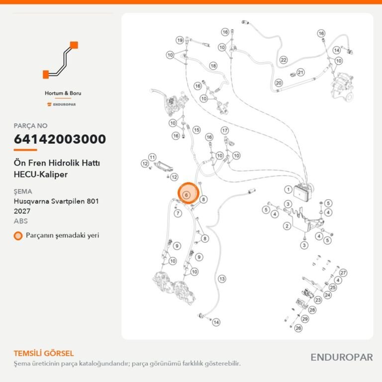 Ön Fren Hidrolik Hattı HECU-Kaliper 64142003000 parça şeması