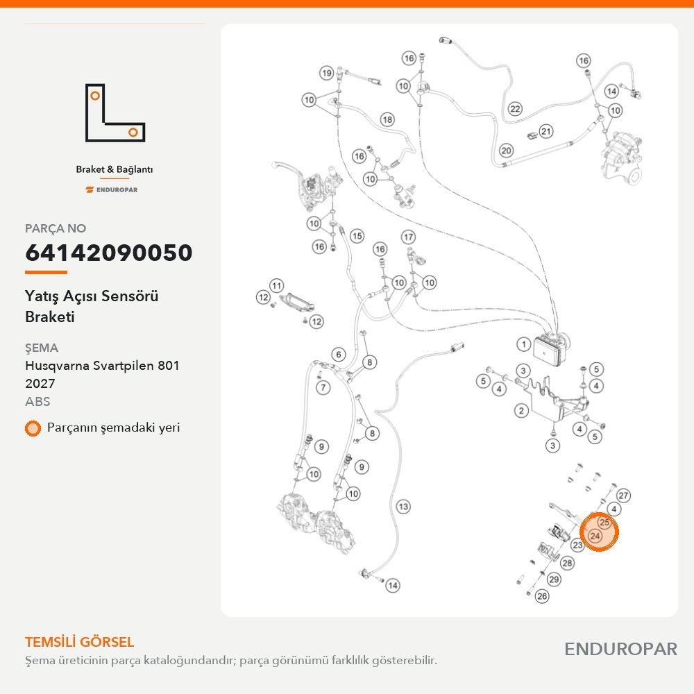 Yatış Açısı Sensörü Braketi 64142090050 parça şeması