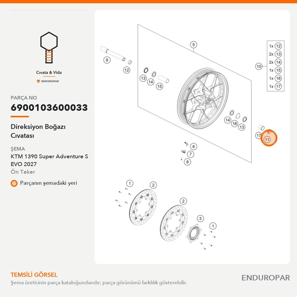 Direksiyon Boğazı Cıvatası 6900103600033 parça şeması