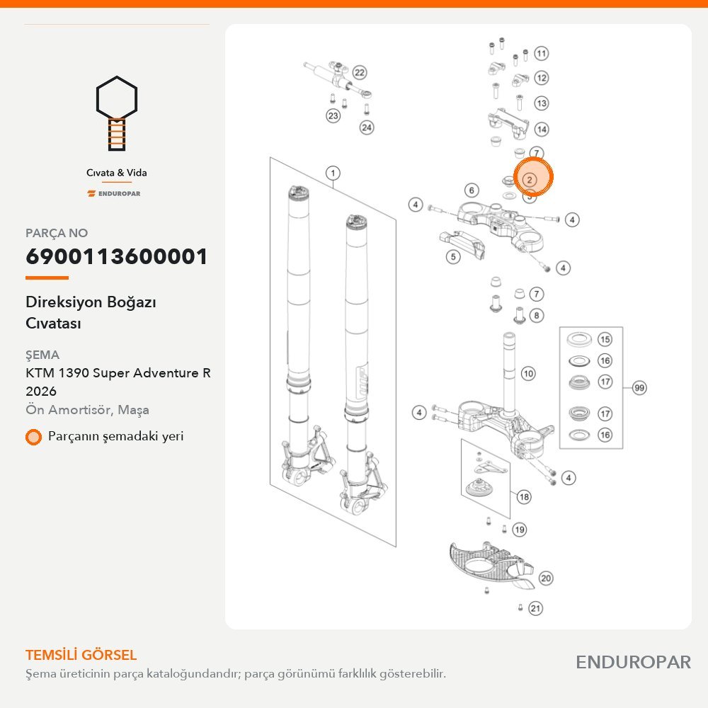 Direksiyon Boğazı Cıvatası 6900113600001 parça şeması