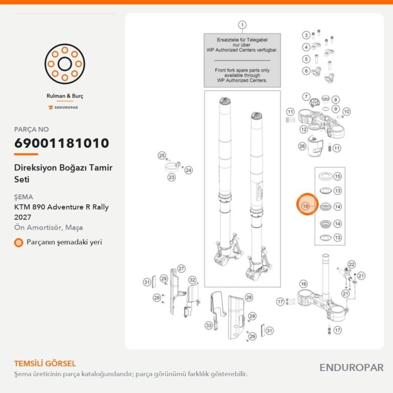 Direksiyon Boğazı Tamir Seti 69001181010 parça şeması