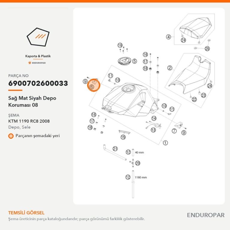 Sağ Mat Siyah Depo Koruması 08 6900702600033 parça şeması