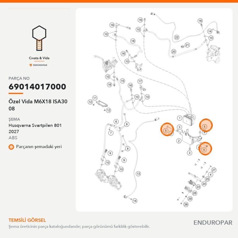 Özel Vida M6X18 ISA30 08 69014017000 parça şeması