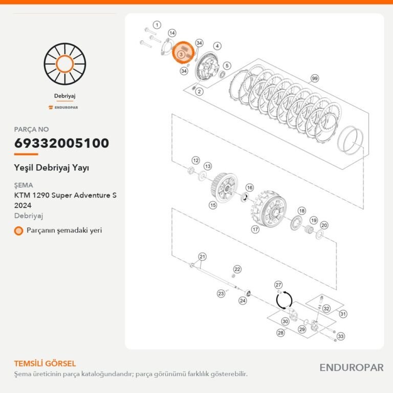 Yeşil Debriyaj Yayı 69332005100 parça şeması