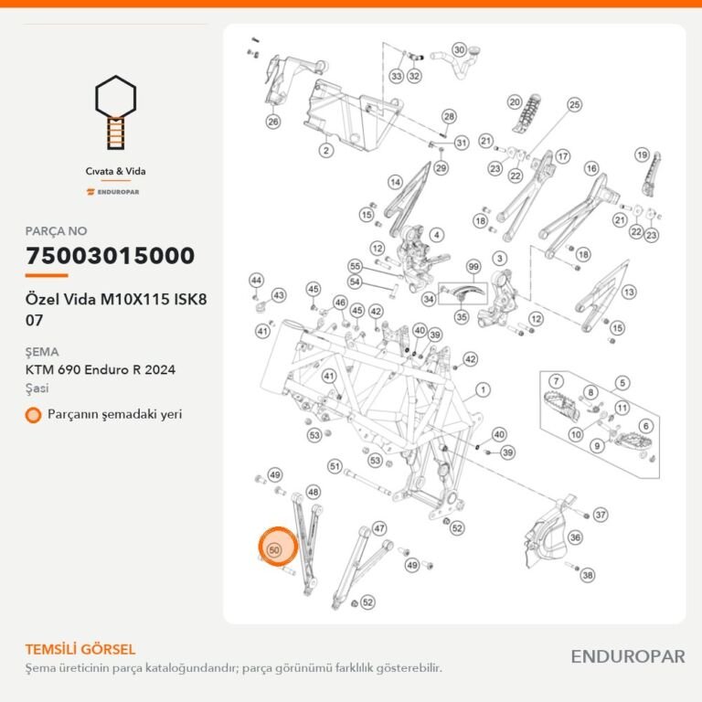 Özel Vida M10X115 ISK8 07 75003015000 parça şeması