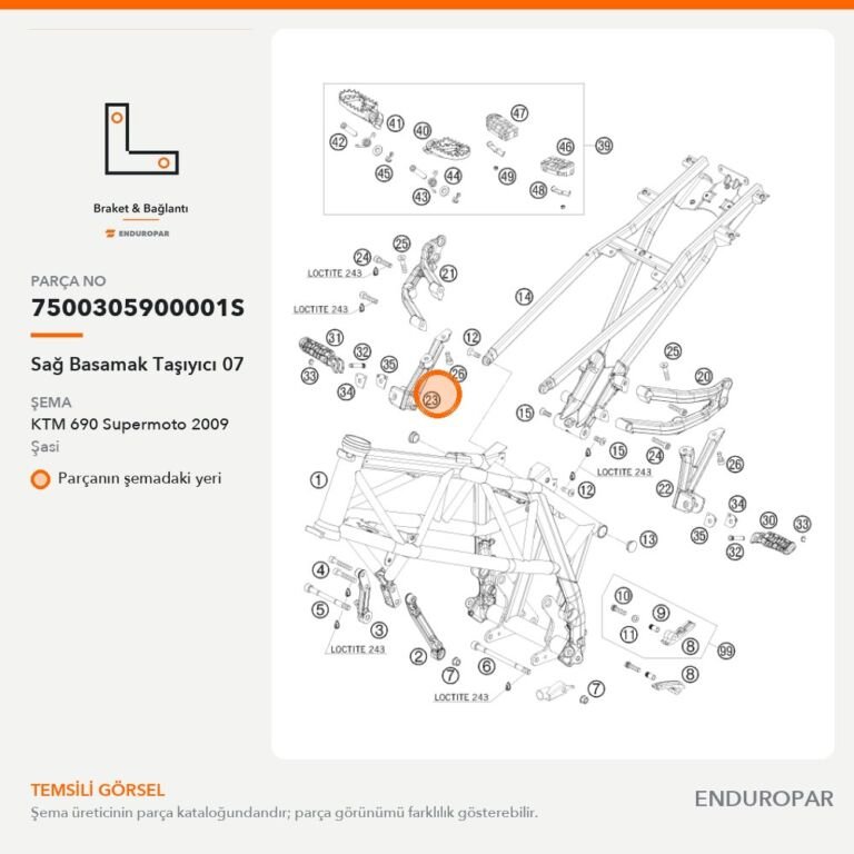 Sağ Basamak Taşıyıcı 07 7500305900001S parça şeması
