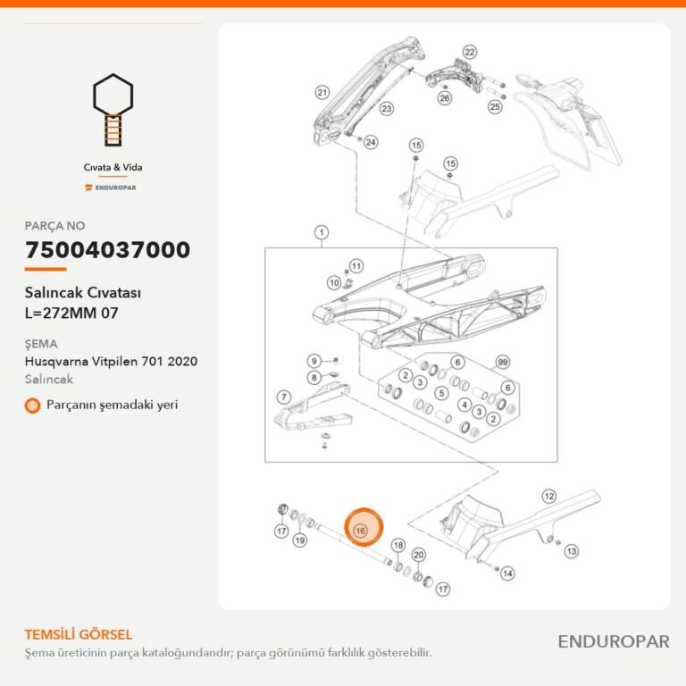 Salıncak Cıvatası L=272MM 07 75004037000 parça şeması