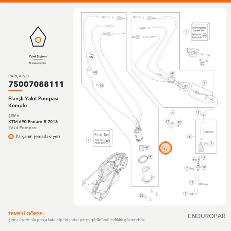 Flanşlı Yakıt Pompası Komple 75007088111 parça şeması