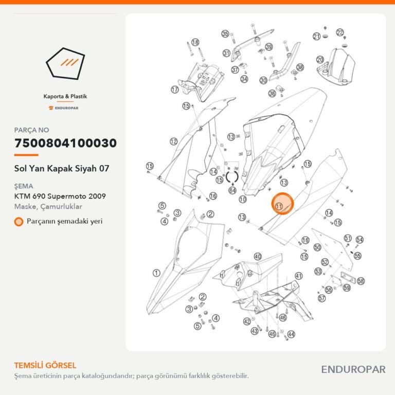 Sol Yan Kapak Siyah 07 7500804100030 parça şeması