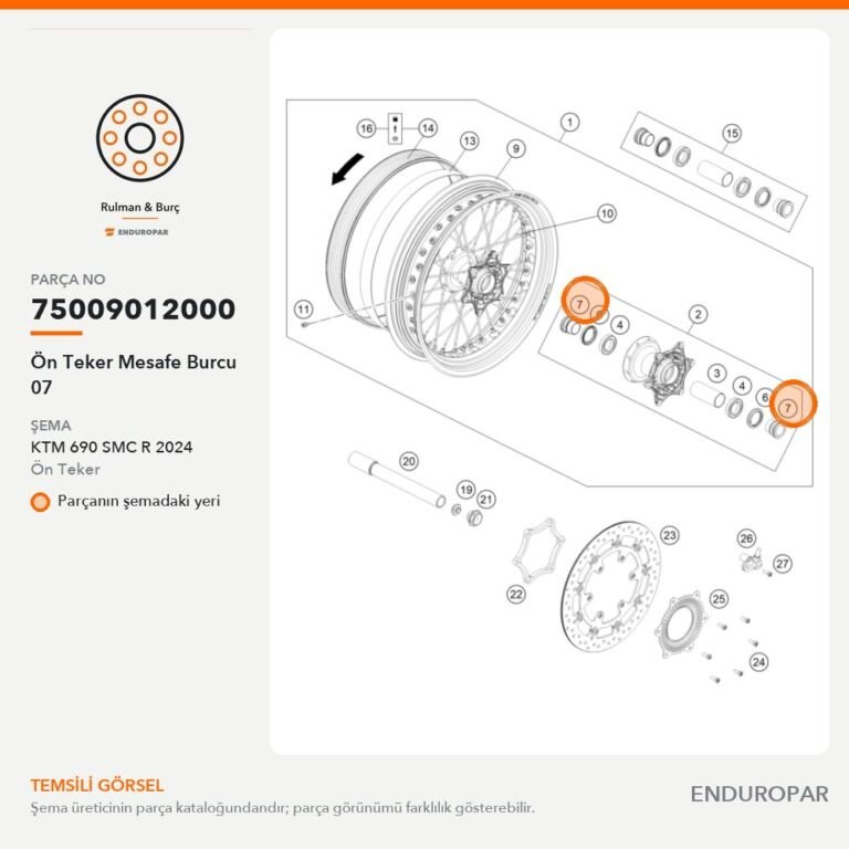 Ön Teker Mesafe Burcu 07 75009012000 parça şeması