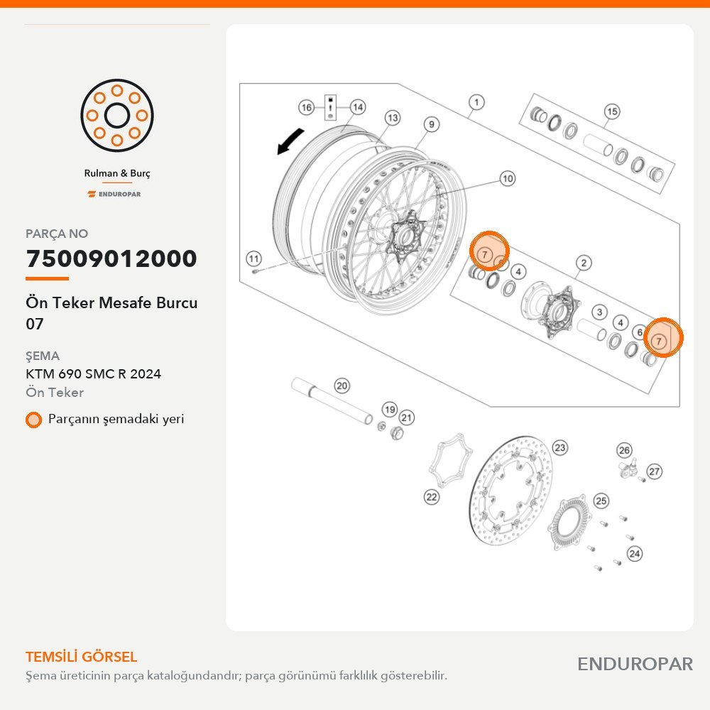 Ön Teker Mesafe Burcu 07 75009012000 parça şeması