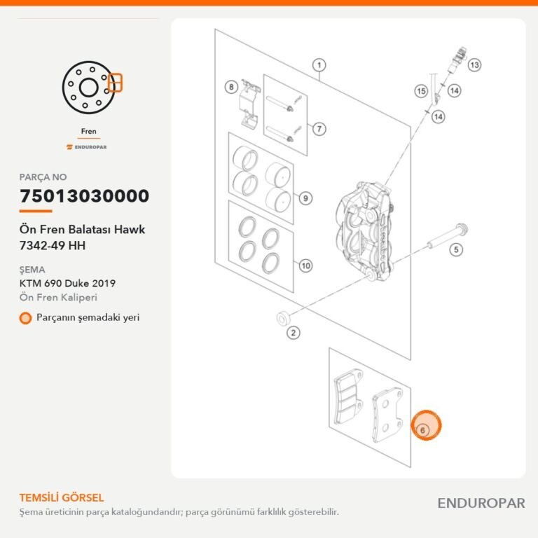 Ön Fren Balatası Hawk 7342-49 HH 75013030000 parça şeması