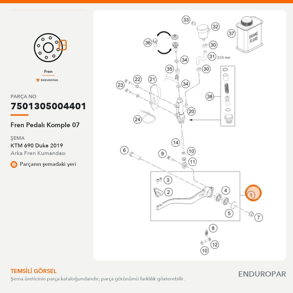 Fren Pedalı Komple 07 7501305004401 parça şeması