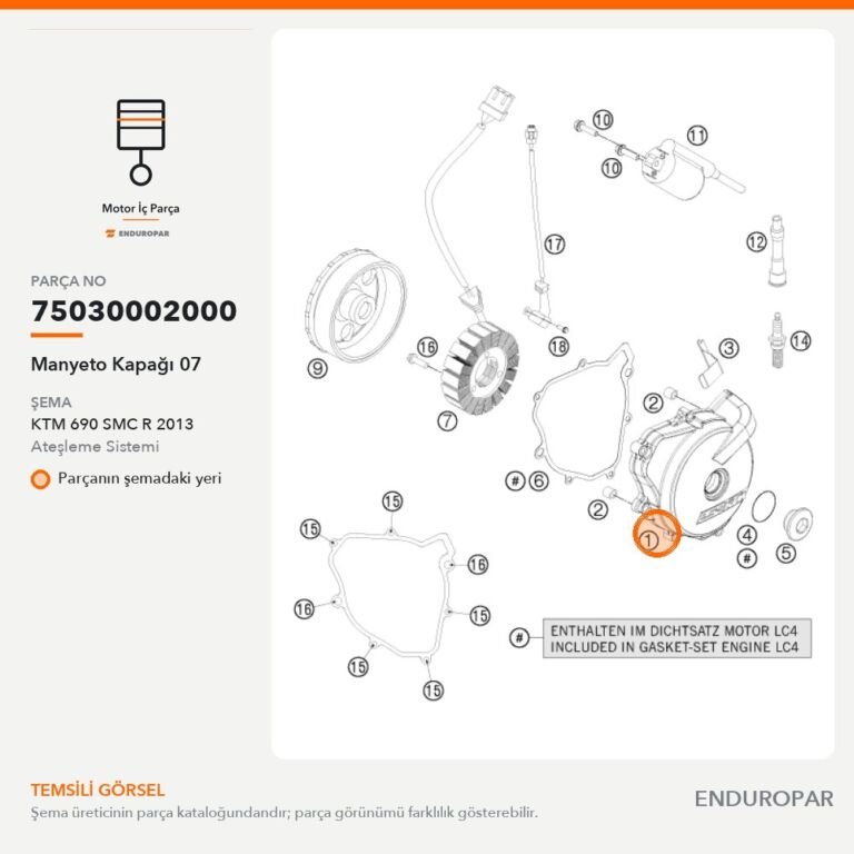 Manyeto Kapağı 07 75030002000 parça şeması
