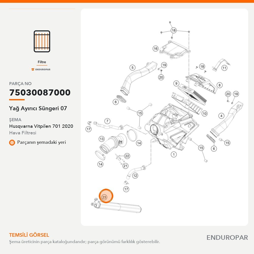 Yağ Ayırıcı Süngeri 07 75030087000 parça şeması