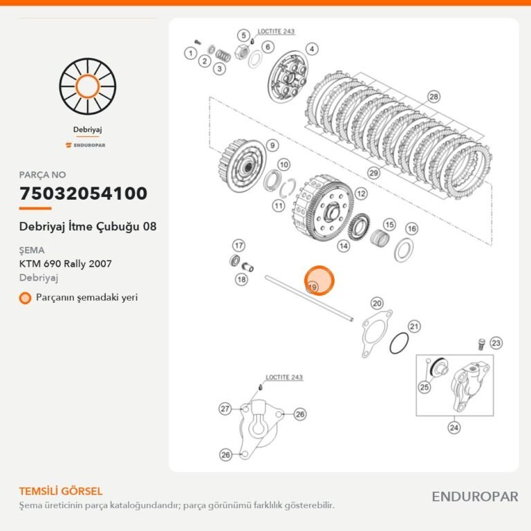 Debriyaj İtme Çubuğu 08 75032054100 parça şeması