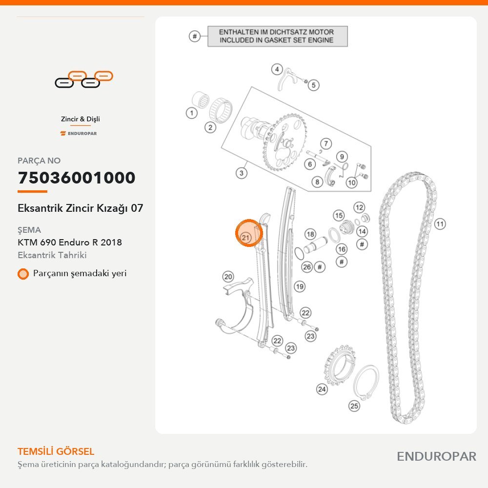 Eksantrik Zincir Kızağı 07 75036001000 parça şeması