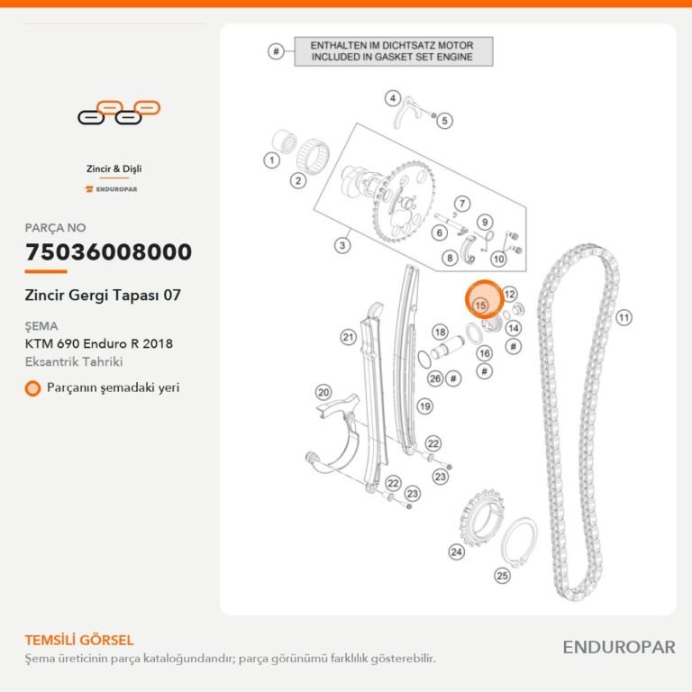 Zincir Gergi Tapası 07 75036008000 parça şeması