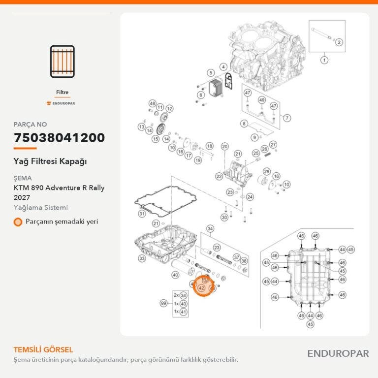 Yağ Filtresi Kapağı 75038041200 parça şeması