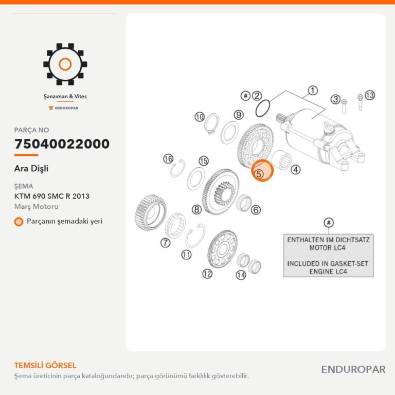 Ara Dişli 75040022000 parça şeması