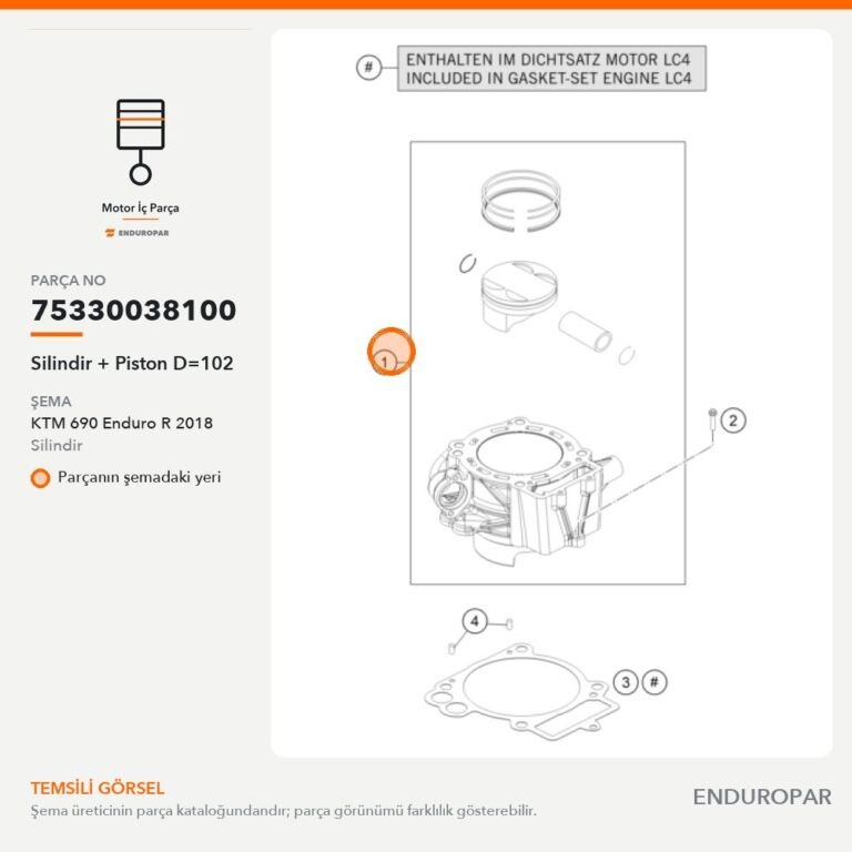 Silindir + Piston D=102 75330038100 parça şeması
