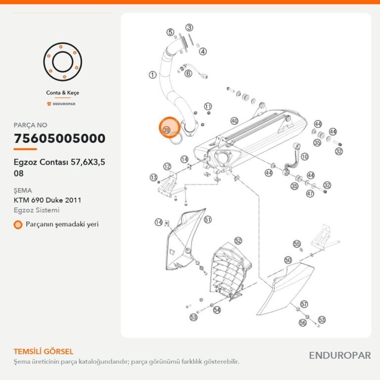 Egzoz Contası 57,6X3,5 08 75605005000 parça şeması