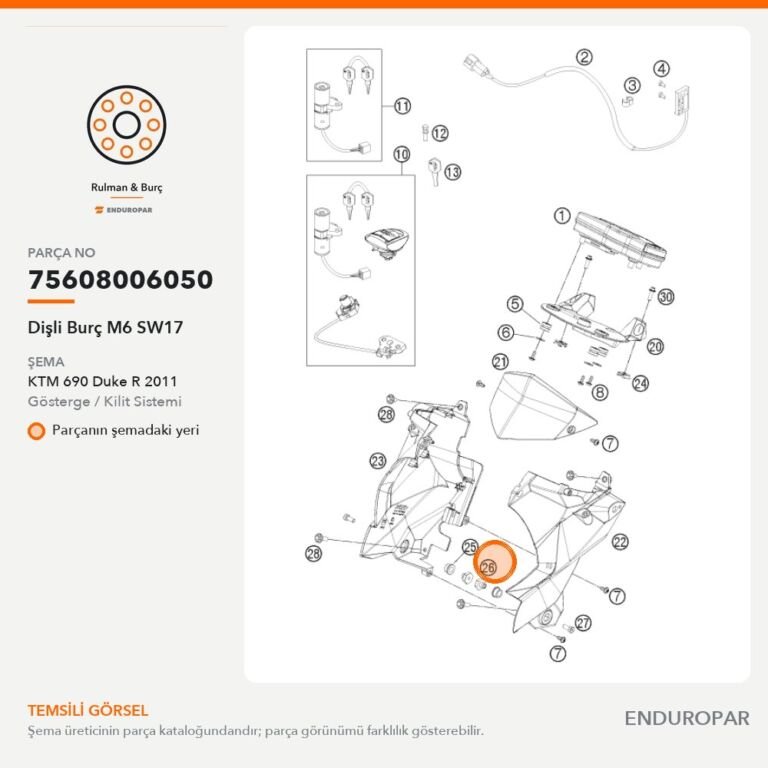 Dişli Burç M6 SW17 75608006050 parça şeması