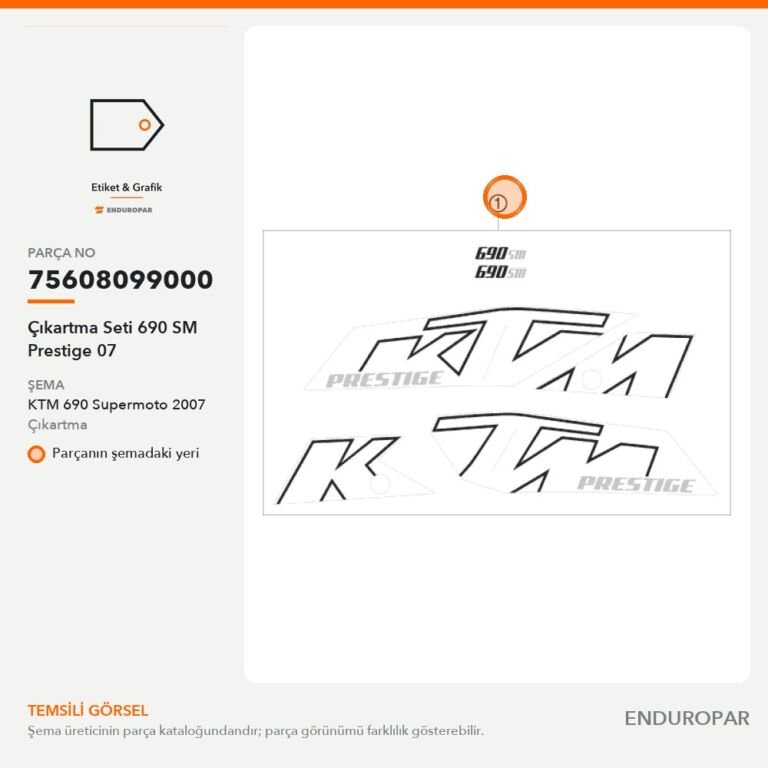 Çıkartma Seti 690 SM Prestige 07 75608099000 parça şeması