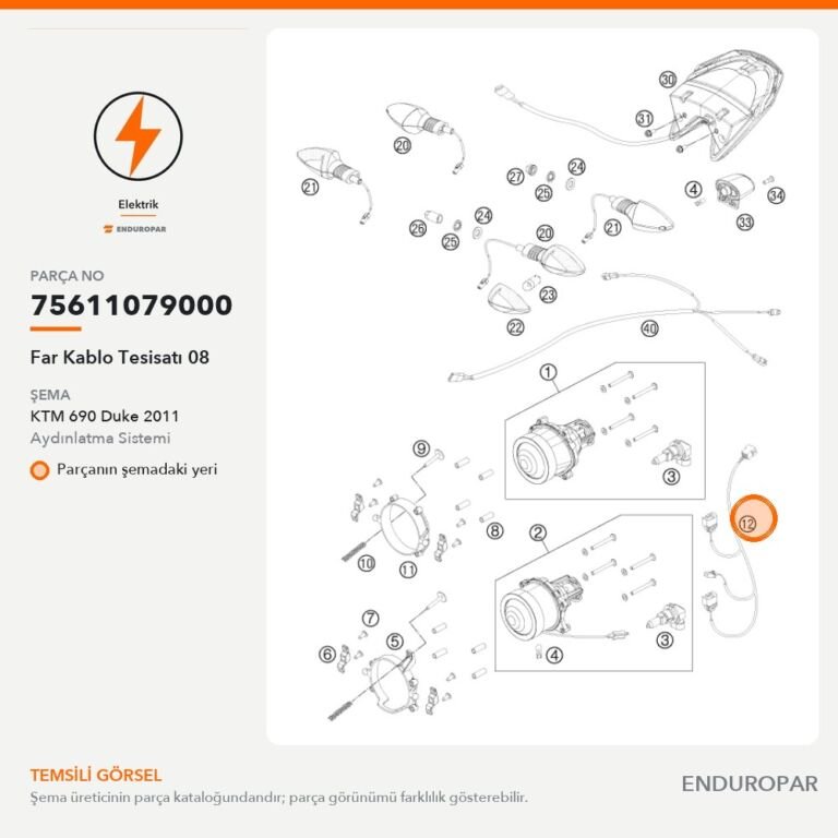 Far Kablo Tesisatı 08 75611079000 parça şeması