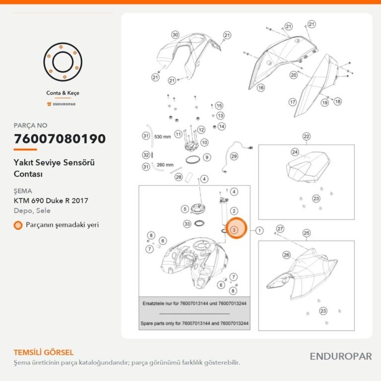 Yakıt Seviye Sensörü Contası 76007080190 parça şeması