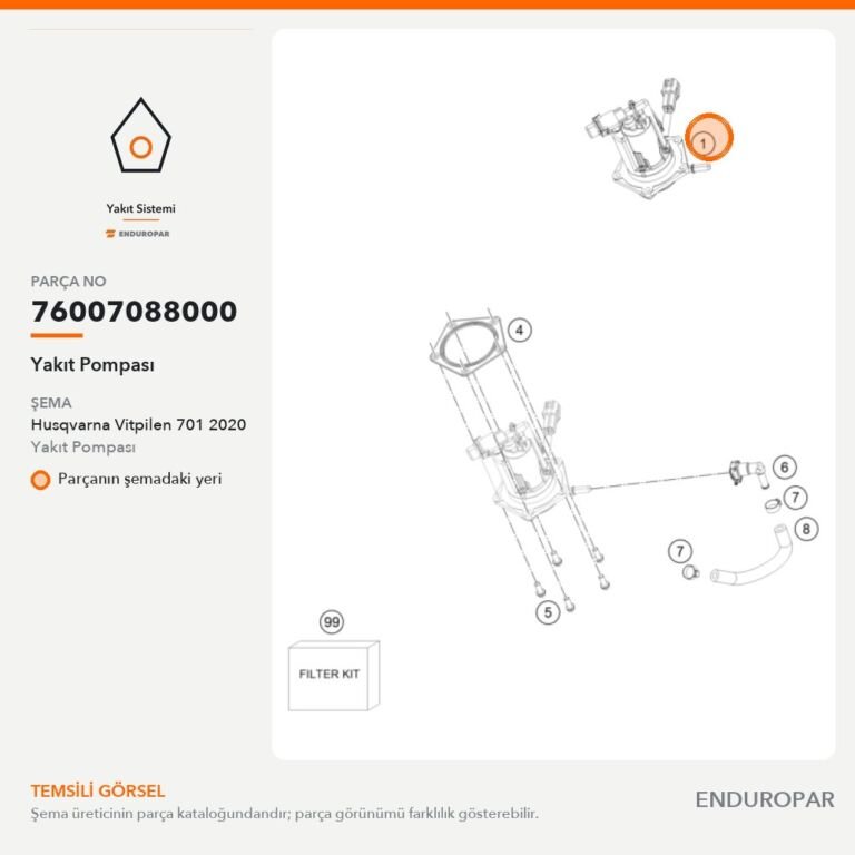 Yakıt Pompası 76007088000 parça şeması