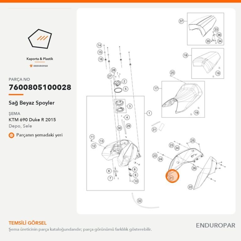 Sağ Beyaz Spoyler 7600805100028 parça şeması