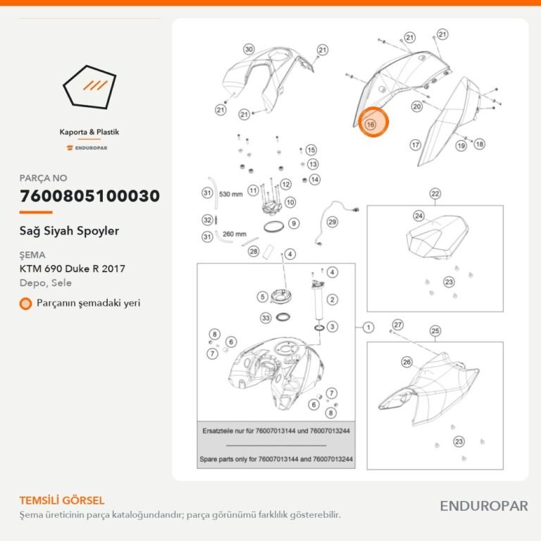 Sağ Siyah Spoyler 7600805100030 parça şeması