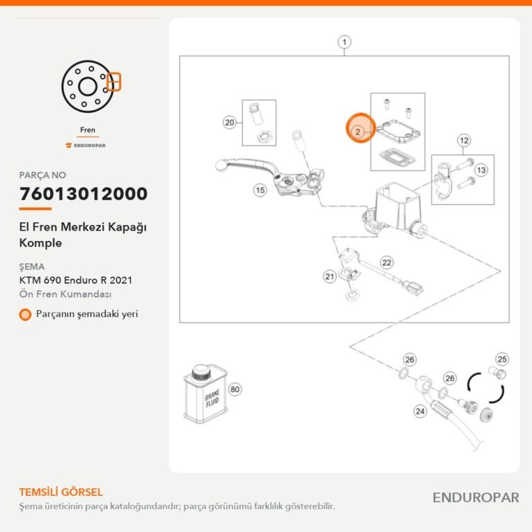 El Fren Merkezi Kapağı Komple 76013012000 parça şeması