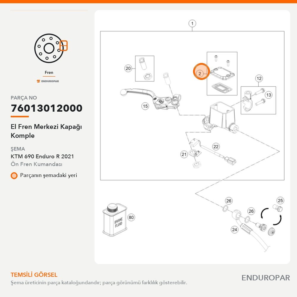 El Fren Merkezi Kapağı Komple 76013012000 parça şeması