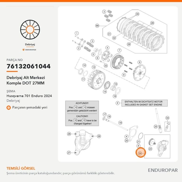 Debriyaj Alt Merkezi Komple DOT 27MM 76132061044 parça şeması