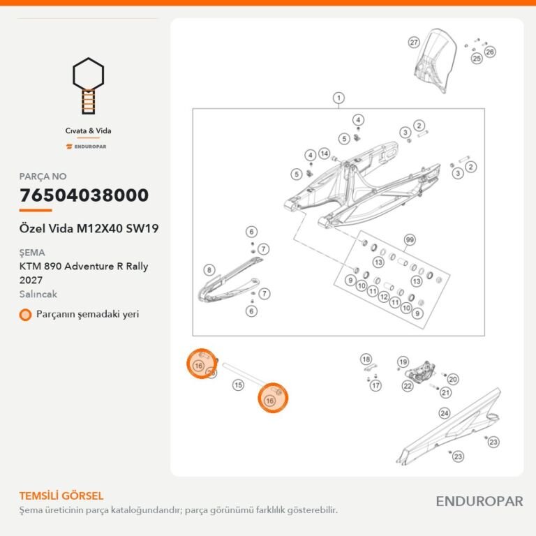 Özel Vida M12X40 SW19 76504038000 parça şeması